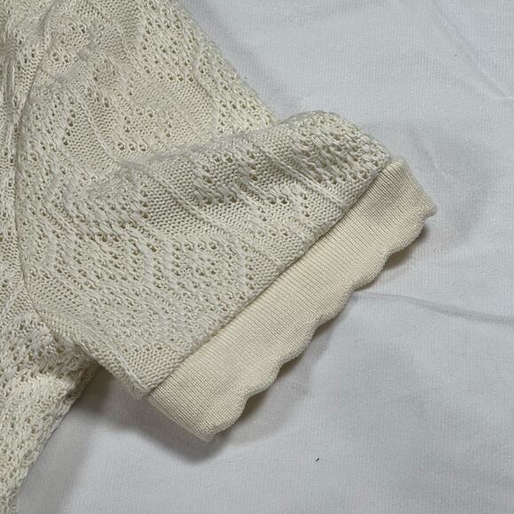 Zara Knit Ivory Scalloped Neck Top Size M - Picture 4 of 6